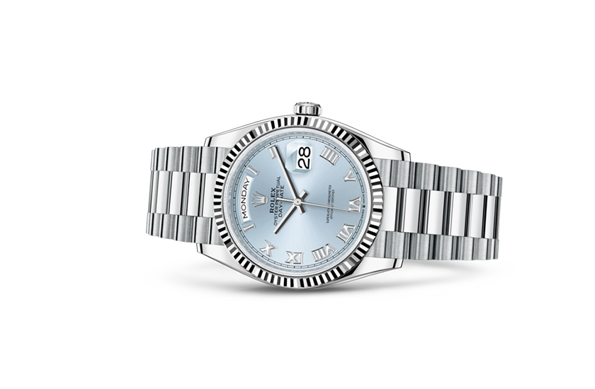 Rolex Day-Date 36 de platinum and blue dial glaciar in Grassy 