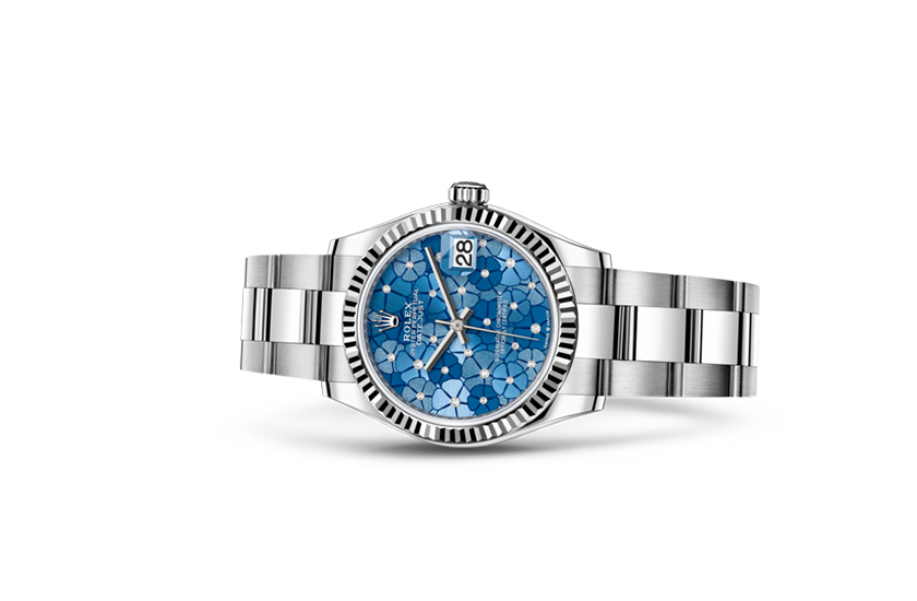 Foto Rolex watch Datejust 31 azzurro blue dial, floral motif, set with diamonds Grassy in Madrid