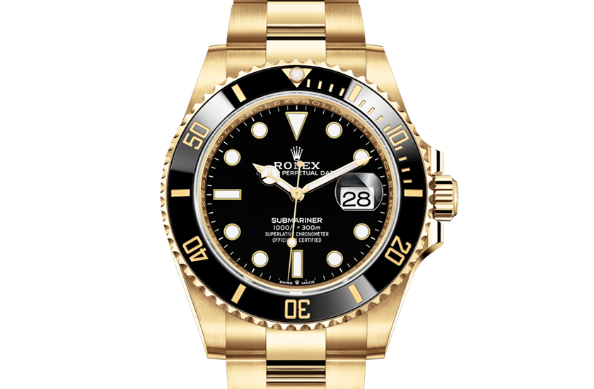 Rolex watch Submariner Date yellow gold and Black Dial in Grassy 