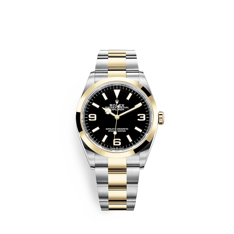 Rolex Explorer 36 Oystersteel and yellow gold in Grassy