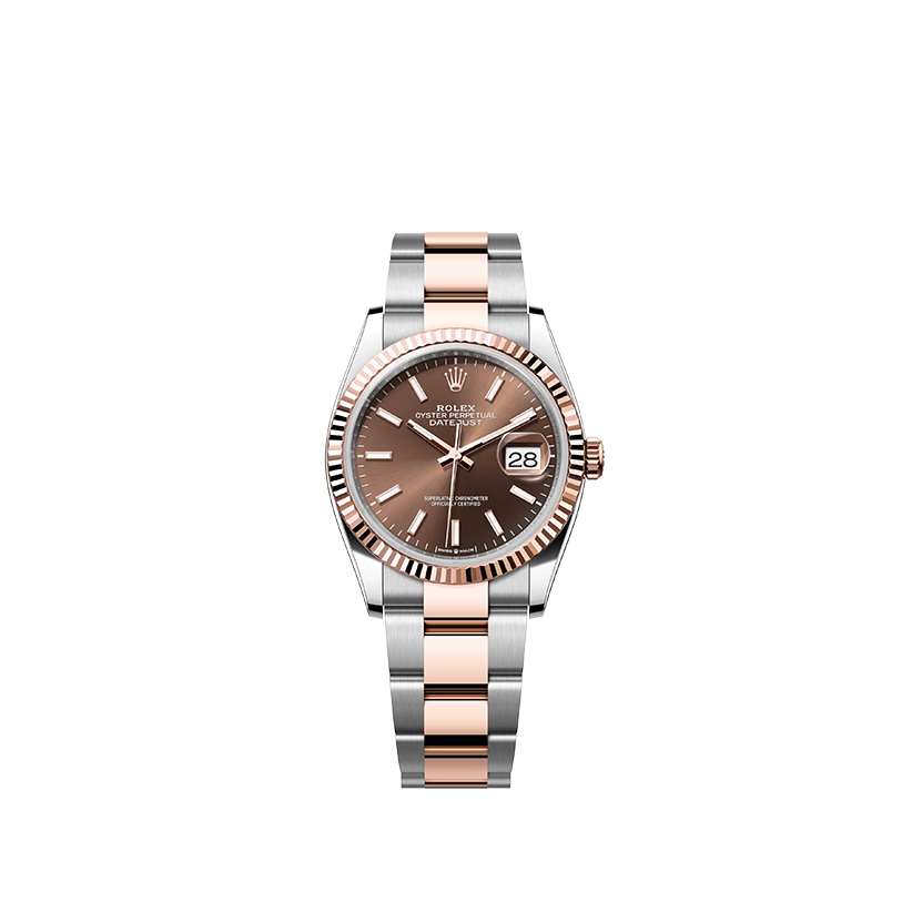 Rolex Datejust 36, 36 mm, Oystersteel and Everose gold in Grassy