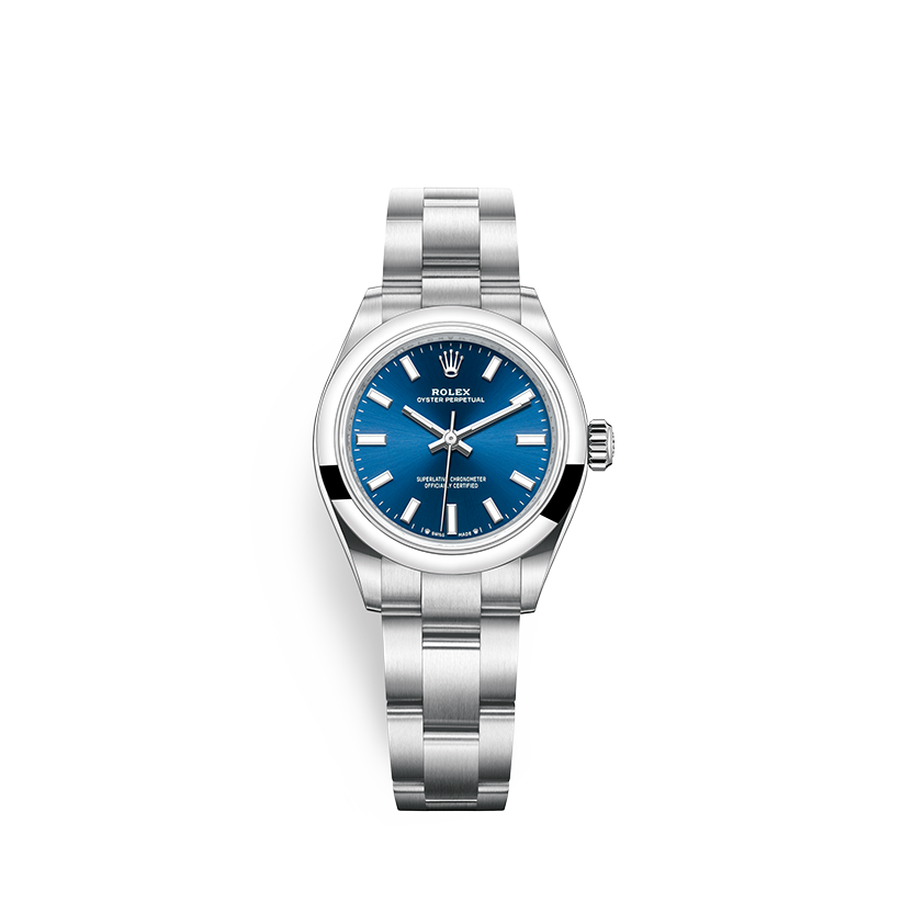 Foto Rolex Oyester Perpetual 28 blue dial in Grassy