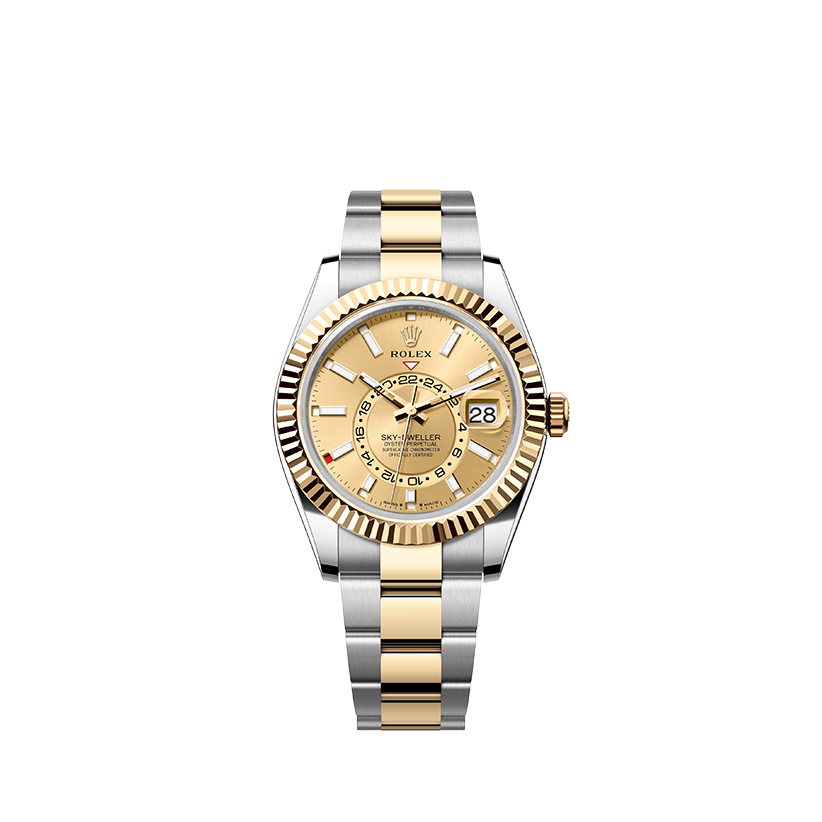 Rolex Sky-Dweller Oystersteel and yellow gold in Grassy