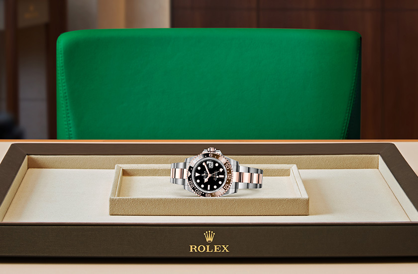  Reloj Rolex GMT-Master II acero Oystersteel, oro Everose y esfera en Grassy