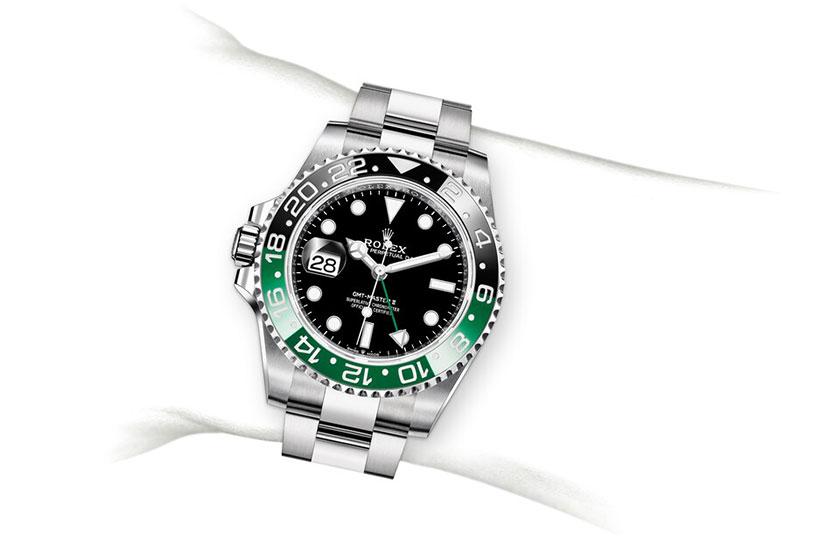 Simulation wrist Rolex watch GMT-Master II Oystersteel and Black Dial  in Grassy